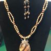 Wire Wrapped Fancy Jasper on Bamboo Jasper Necklace w/ERs