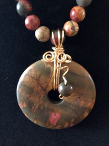 Gorgeous Wire Wrapped Picasso Jasper Wishing Stone Pendant on Picasso Necklace