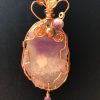 Wire Wrapped Purple Dragon Vein Agate on Agate, Quartz Necklace w/ERs