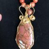 Wire Wrapped Fancy Jasper Tear Drop Pendants on Red Jasper and Agate Necklace ER