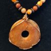 Wire Wrapped Orange Aventurine Wishing Stone on Aventurine Necklace w/ERs