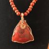 Wire Wrapped Red Jasper on Jasper and Sunstone Necklace w/earrings