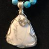 Wire Wrapped Turquoise Maganese Howlite Triangle on Heishi & Turquoise Necklace
