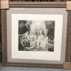 Christ between two Thieves (Rembrandt) Etching by Armand Durand