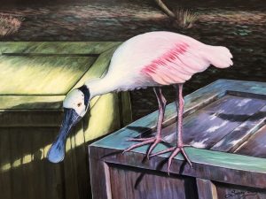 Curious Spoonbill Flamingo by Susan Elizabeth Wolding