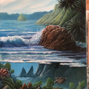 Lion Fish above and below Painting by Susan Elizabeth Wolding