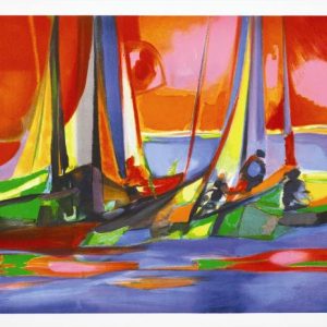 Pecheurs Au Ciel Rouge by Marcel Mouly