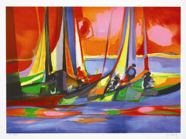 Pecheurs Au Ciel Rouge by Marcel Mouly